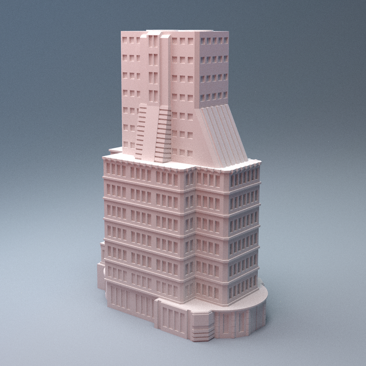 Corvus Games Terrain 3D printable Mecha City One Downtown Building Bundle for 6mm scifi tabletop wargaming