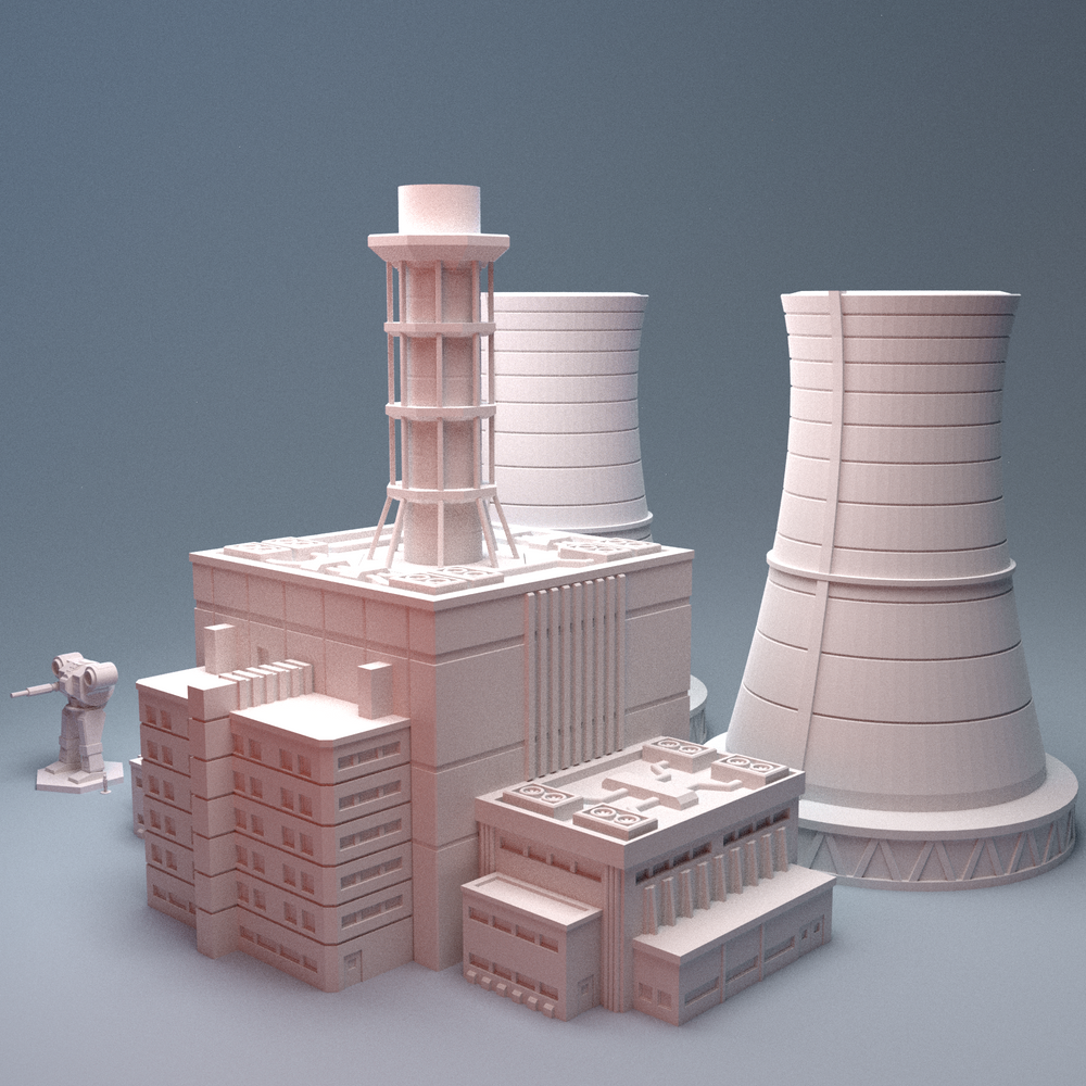 Corvus Games Terrain 3D printable Mecha City One Power Plant for 6mm scifi tabletop wargaming
