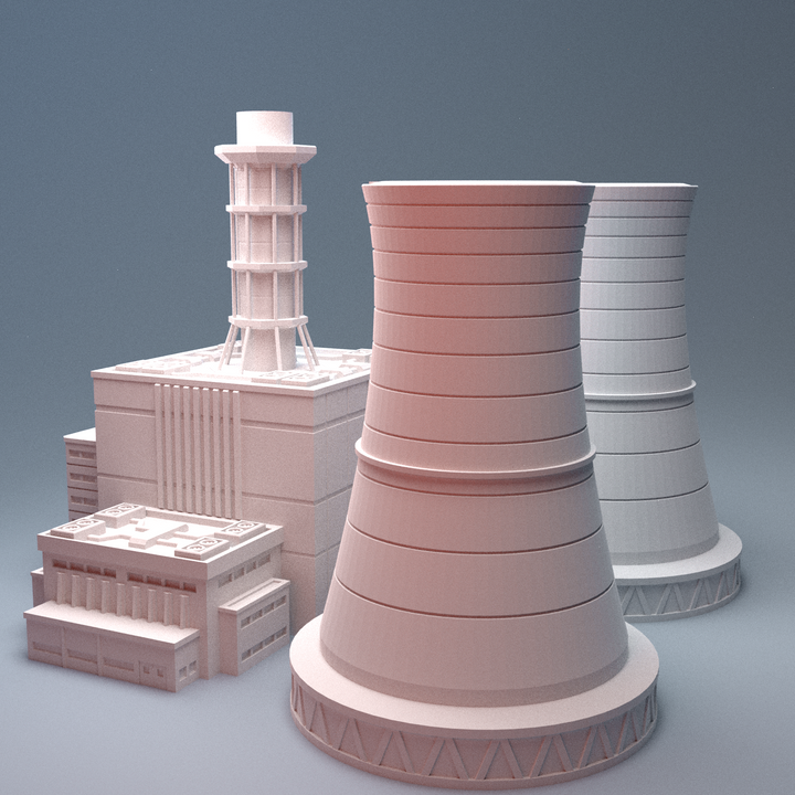 Corvus Games Terrain 3D printable Mecha City One Power Plant for 6mm scifi tabletop wargaming
