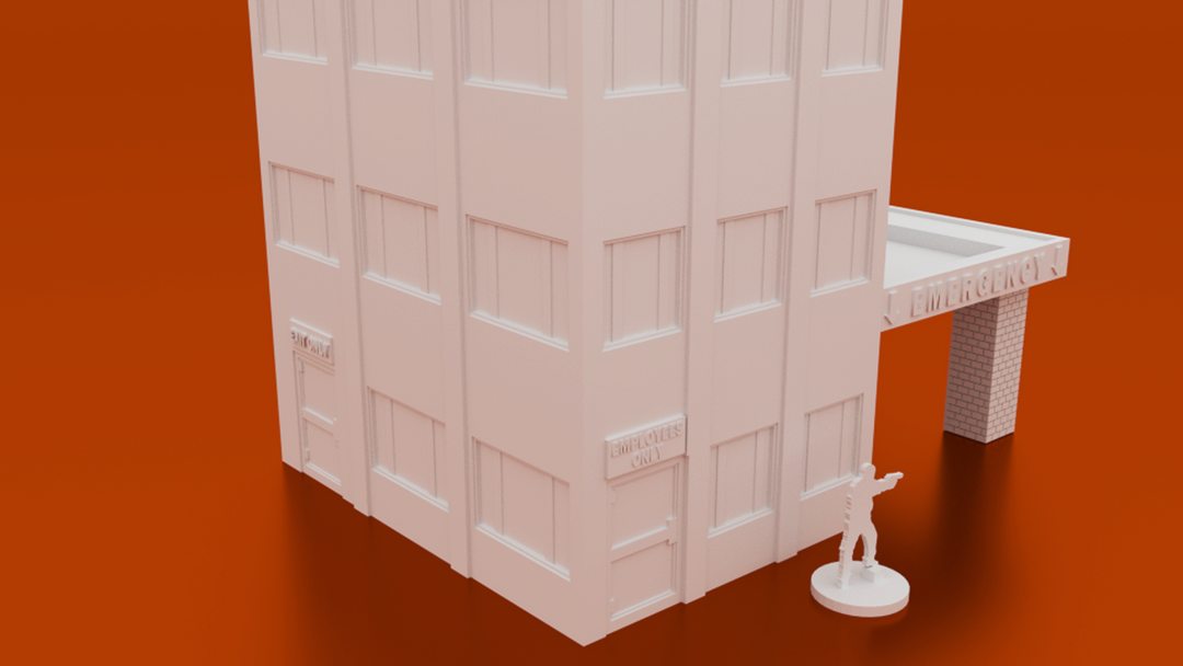 Corvus Games Terrain 3D printable Medical Center for 28mm urban wargaming