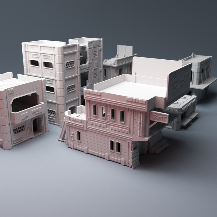 Corvus Games Terrain 3D printable MidRim City Bundle for 28mm - 34mm scifi tabletop miniature wargaming