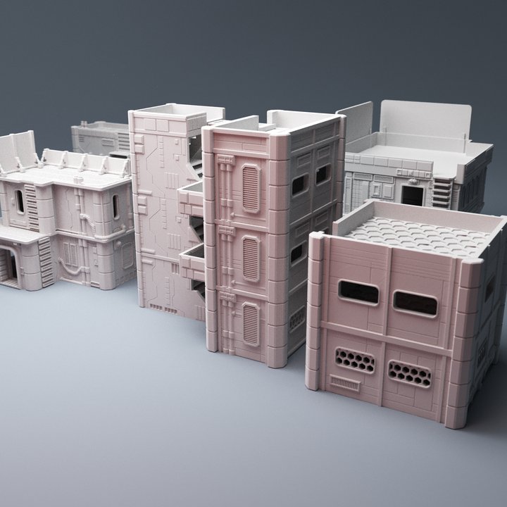 Corvus Games Terrain 3D printable MidRim City Bundle for 28mm - 34mm scifi tabletop miniature wargaming