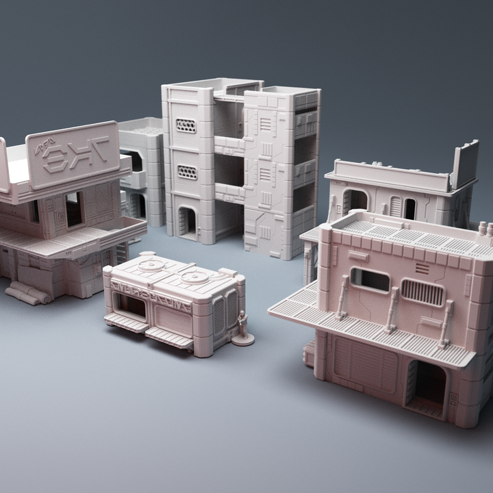 Corvus Games Terrain 3D printable MidRim City Bundle for 28mm - 34mm scifi tabletop miniature wargaming