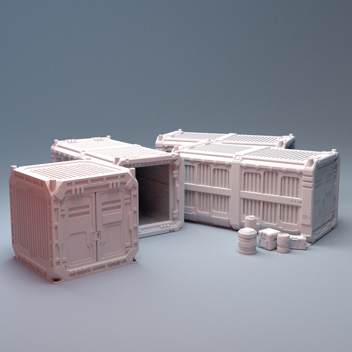 Corvus Games Terrain 3D printable MidRim City Cargo Containers for 28mm - 40mm scifi tabletop wargaming