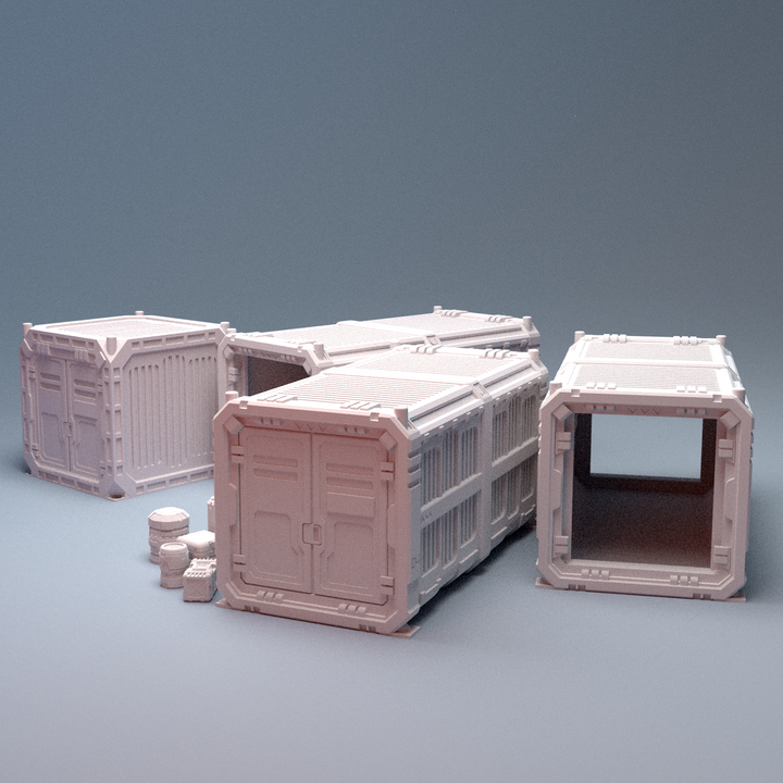 Corvus Games Terrain 3D printable MidRim City Cargo Containers for 28mm - 40mm scifi tabletop wargaming