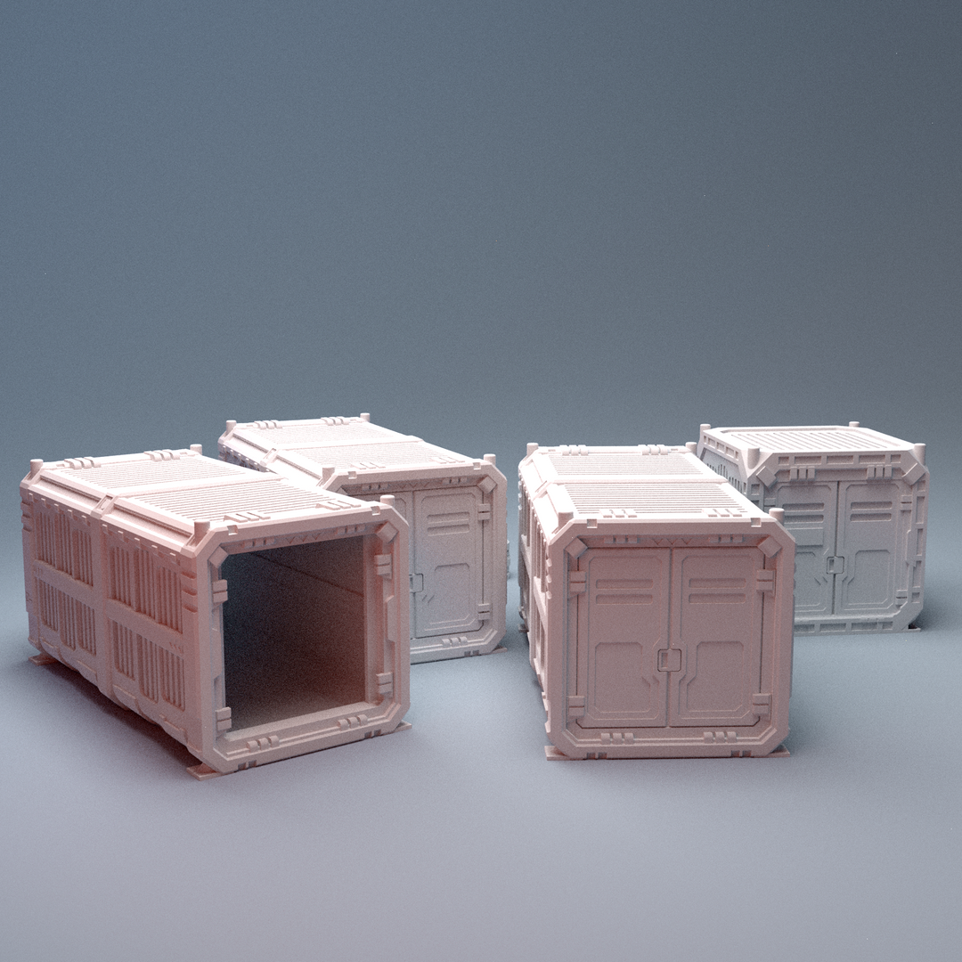 Corvus Games Terrain 3D printable MidRim City Cargo Containers for 28mm - 40mm scifi tabletop wargaming