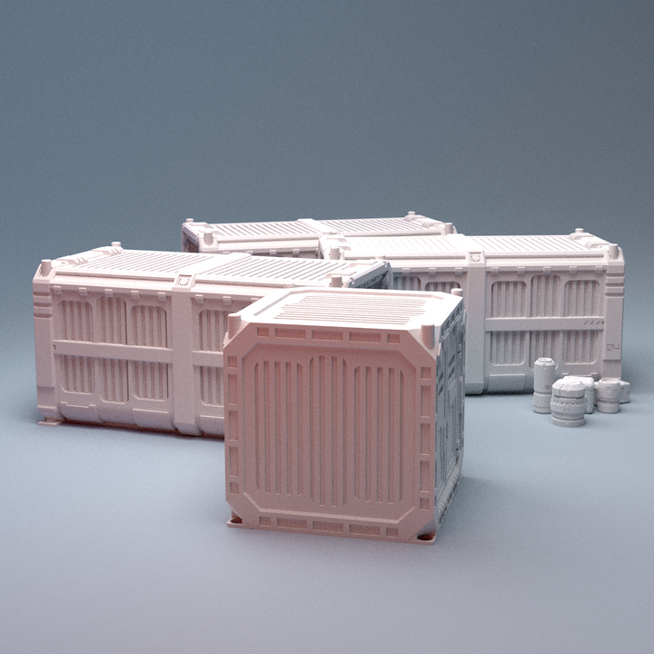 Corvus Games Terrain 3D printable MidRim City Cargo Containers for 28mm - 40mm scifi tabletop wargaming