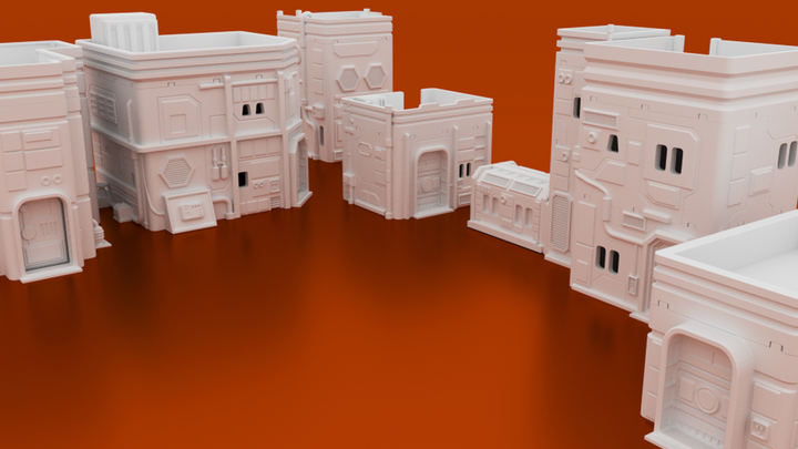 Corvus Games Terrain 3D printable MidRim City bundle of buildings for Star Wars Legion, Infinity and Star Breach