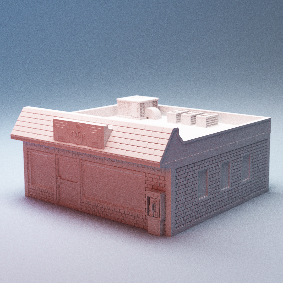 Corvus Games Terrain 3D printable Mini Mart Convenience Store building for 28mm - 40mm urban tabletop wargaming