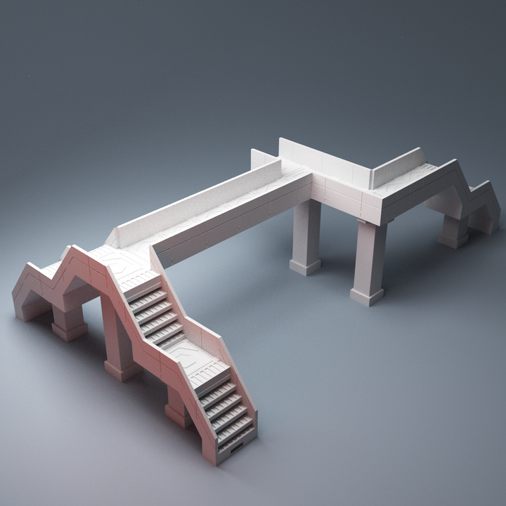 Corvus Games Terrain 3D printable Modular Stair and Walkway System for cyberpunk, modern and scifi 28mm - 40mm tabletop miniatures wargames
