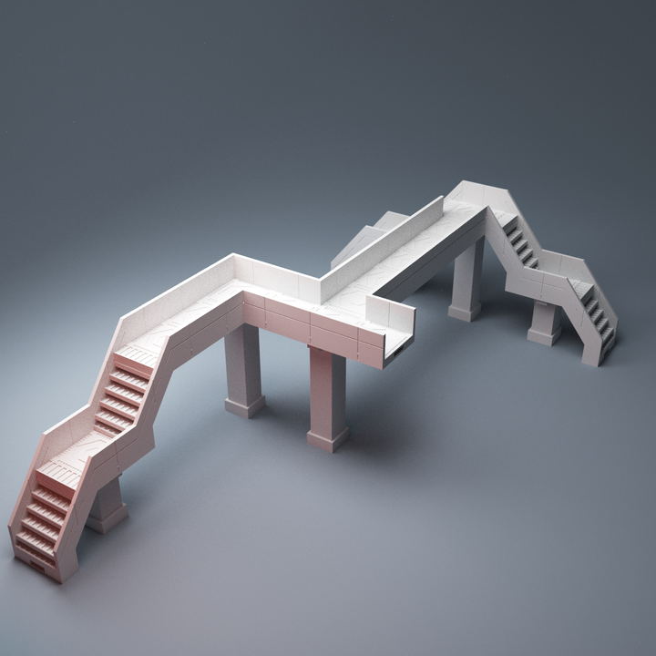 Corvus Games Terrain 3D printable Modular Stair and Walkway System for cyberpunk, modern and scifi 28mm - 40mm tabletop miniatures wargames