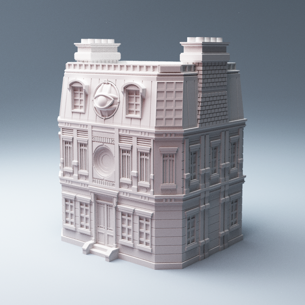 Corvus Games Terrain 3D printable Mystical House for urban games like Fallout, The Walking Dead, This Is Not a Test, Marvel Crisis Protocol, Last Days Doctor Strange Bleecker Street