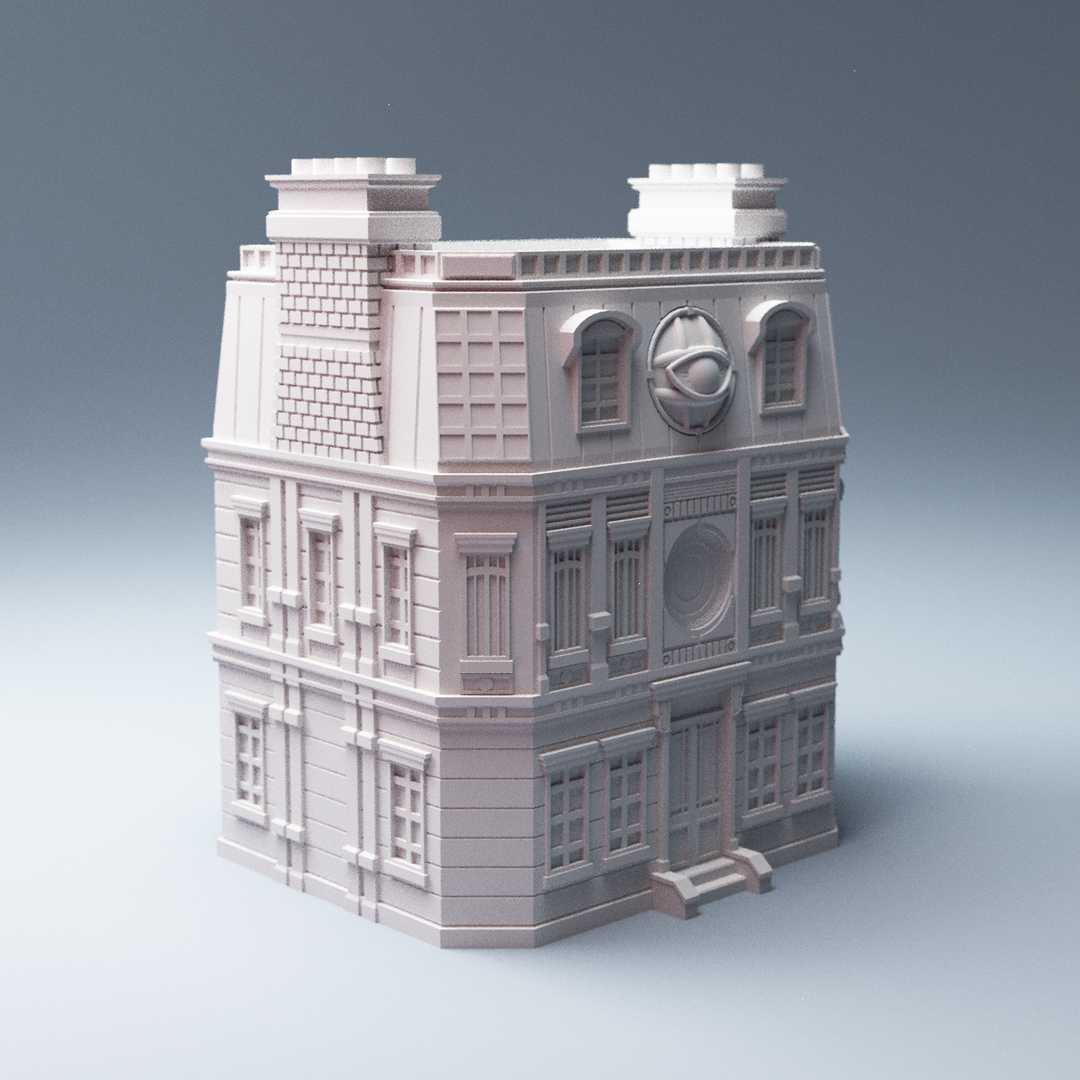 Corvus Games Terrain 3D printable Mystical House for urban games like Fallout, The Walking Dead, This Is Not a Test, Marvel Crisis Protocol, Last Days Doctor Strange Bleecker Street