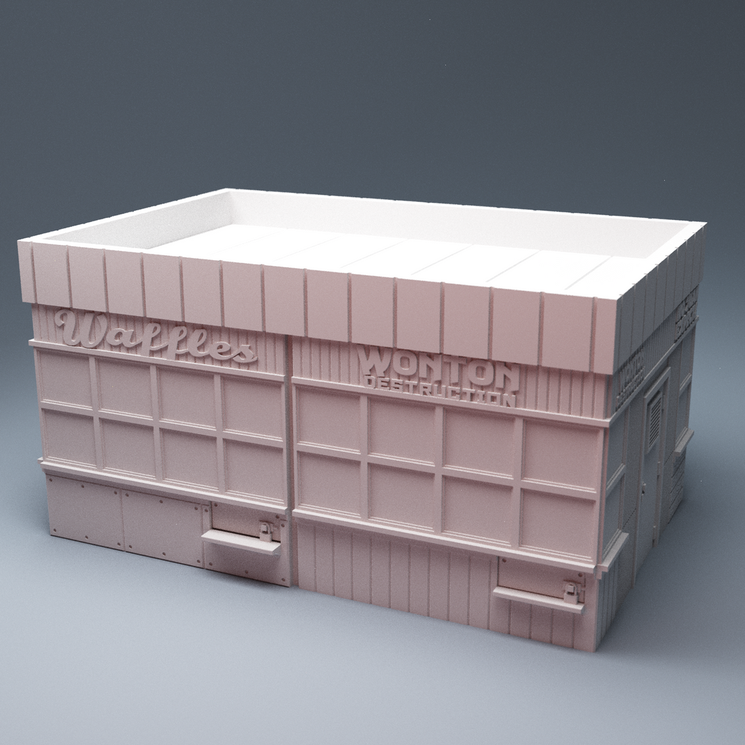 Corvus Games Terrain 3D printable NYC Food Eatery Building Times Square for 40mm tabletop wargames