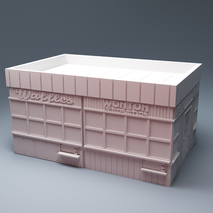 Corvus Games Terrain 3D printable NYC Food Eatery Building Times Square for 40mm tabletop wargames
