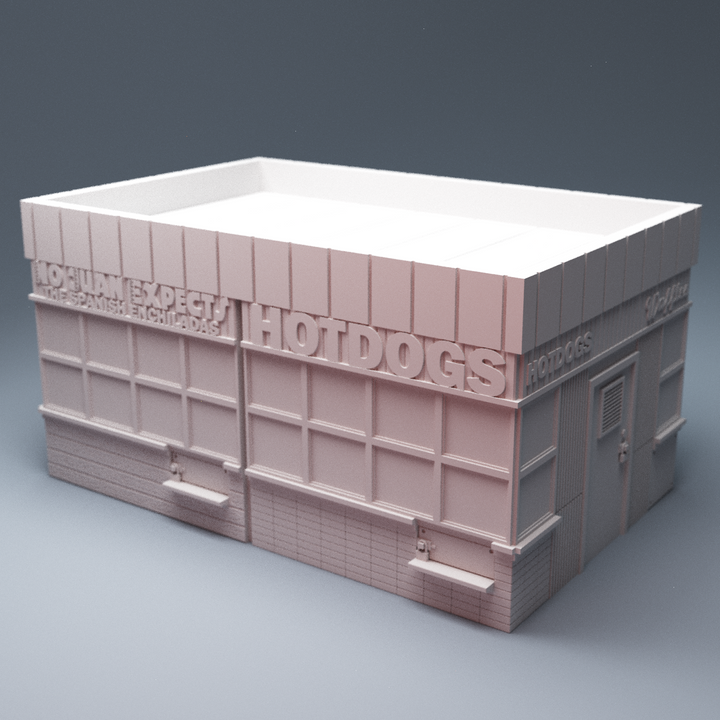 Corvus Games Terrain 3D printable NYC Food Eatery Building Times Square for 40mm tabletop wargaming