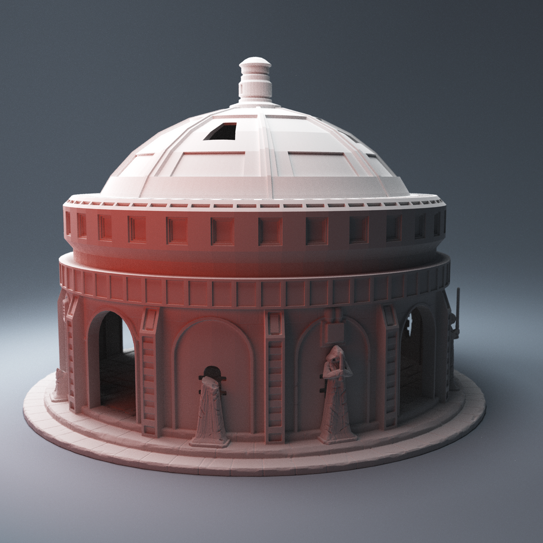 Corvus Games Terrain 3D printable Pilgrim City Temple for Star Wars Legion 32mm tabletop wargaming terrain
