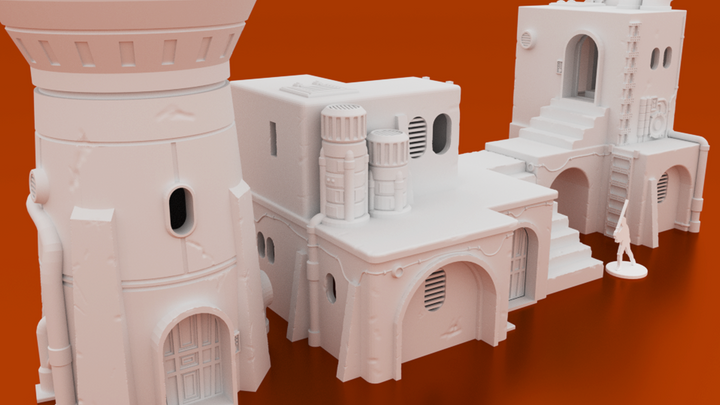 Corvus Games Terrain 3D printable Pilgrim City building for Star Wars Legion, Infinity, 28mm - 34mm