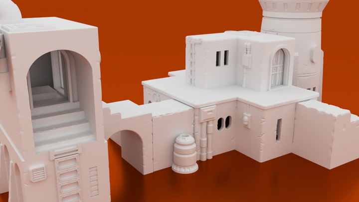 Corvus Games Terrain 3D printable Pilgrim City building for Star Wars Legion, Infinity, 28mm - 34mm