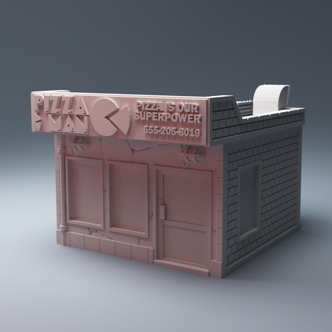Corvus Games Terrain 3D printable Pizza Shop Restaurant for Marvel Crisis Protocol tabletop wargaming