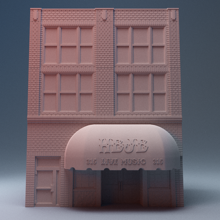 Corvus Games Terrain 3D printable Punk Rock Music Club building for 28mm - 40mm urban tabletop wargaming