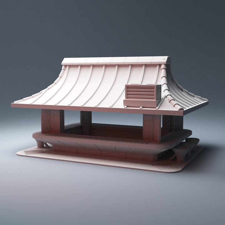 Corvus Games Terrain 3D printable Ramen Noodle Stand for 28mm cyberpunk and scifi tabletop wargames