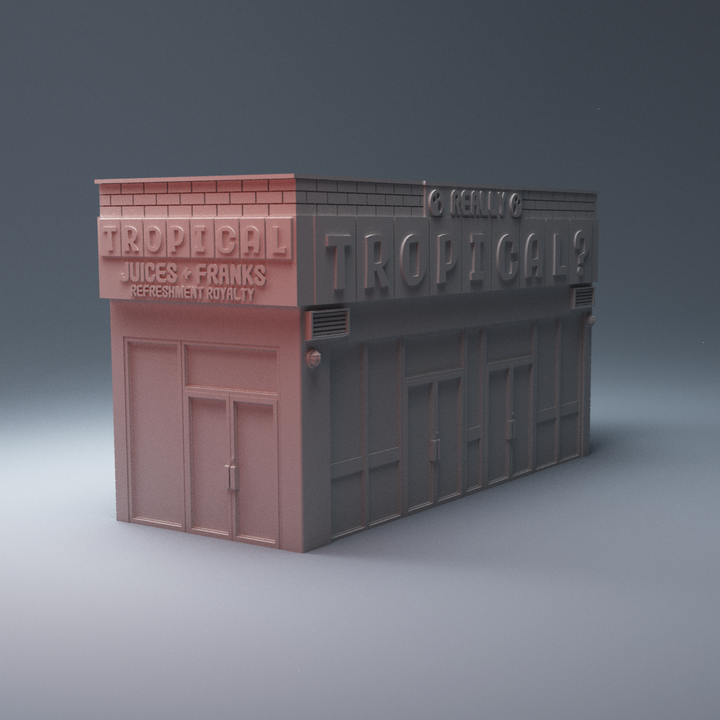 Corvus Games Terrain 3D printable Really Tropical Hot Dog Building for 28mm - 40mm tabletop miniatures wargames