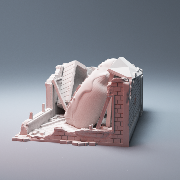 Corvus Games Terrain 3D printable Ruined Donut Shop for Marvel Crisis Protocol, Fallout, This Is Not A Test, post apocalyptic