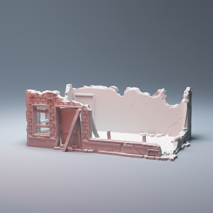 Corvus Games Terrain 3D printable Ruined Donut Shop for Marvel Crisis Protocol, Fallout, This Is Not A Test, post apocalyptic 28mm tabletop gaming