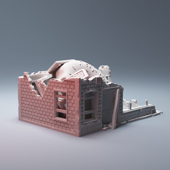 Corvus Games Terrain 3D printable Ruined Donut Shop for Marvel Crisis Protocol, Fallout, This Is Not A Test, post apocalyptic 28mm tabletop wargaming