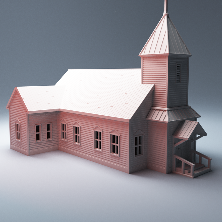 Corvus Games Terrain 3D printable Rural Chapel for The Walking Dead, Last Days, This Is Not A Test, Marvel Crisis Protocol, 28mm tabletop wargaming