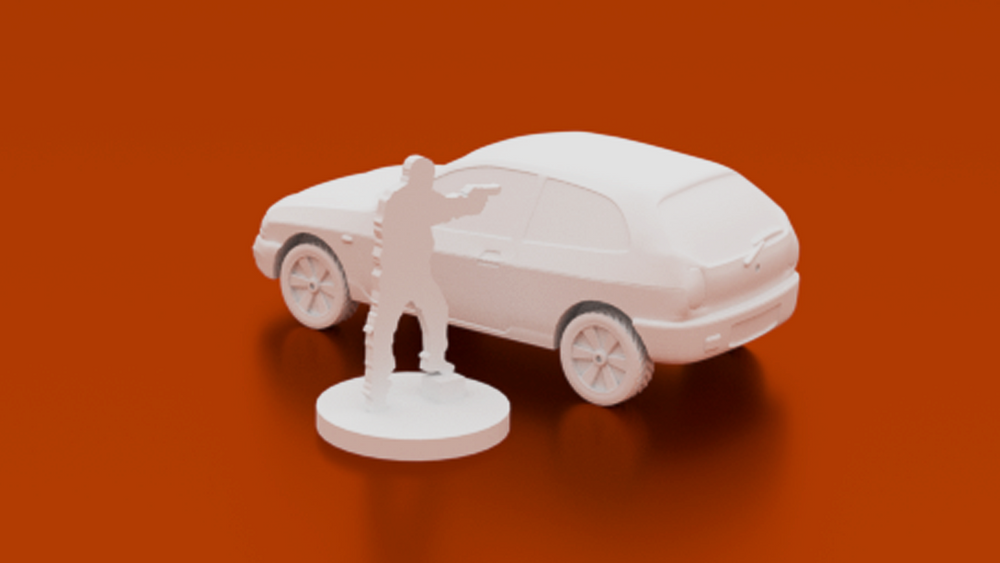 Corvus Games Terrain 3D printable Small car  for urban games like Fallout, The Walking Dead, This Is Not a Test, Marvel Crisis Protocol, Last Days 28mm