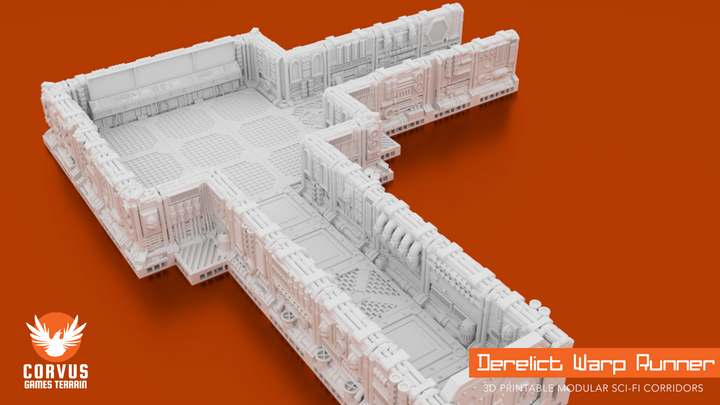 Corvus Games Terrain 3D printable Space Hulk modular terrain Warp Runner Sample Layout Walls and Floor Tiles