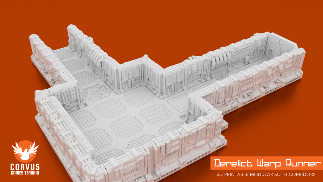 Corvus Games Terrain 3D printable Space Hulk modular terrain Warp Runner Sample Layout Walls and Floor Tiles