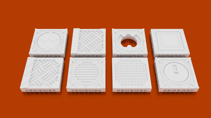 Corvus Games Terrain 3D printable Space Hulk modular terrain Warp Runner floors example for use in Space Hulk, Star Breach and 40k