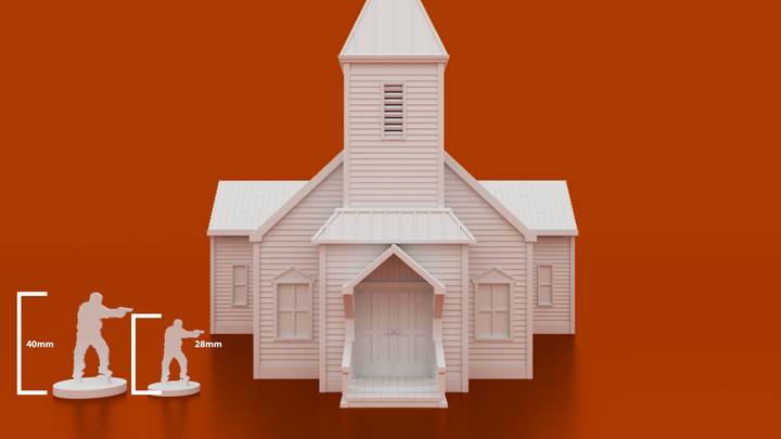 Corvus Games Terrain 3D printable St Gabriels Church for Last Days, The Walking Dead, Marvel Crisis Protocol