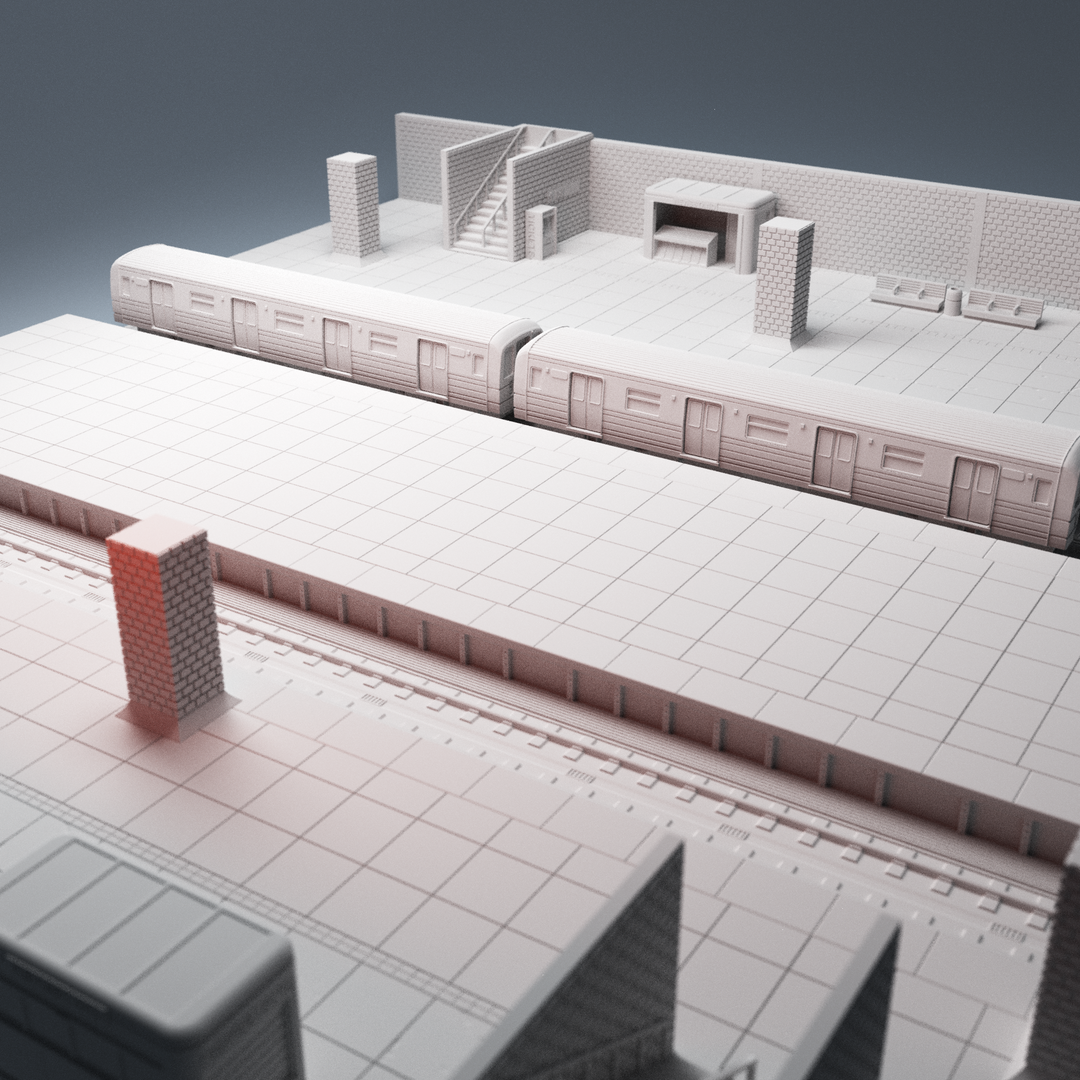 Corvus Games Terrain 3D printable Subway Underground Metro Platform for 28mm - 40mm urban games