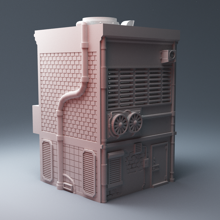 Corvus Games Terrain 3D printable SuperNoodle Restaurant Takeout Building for 28mm cyberpunk and scifi tabletop miniature wargaming
