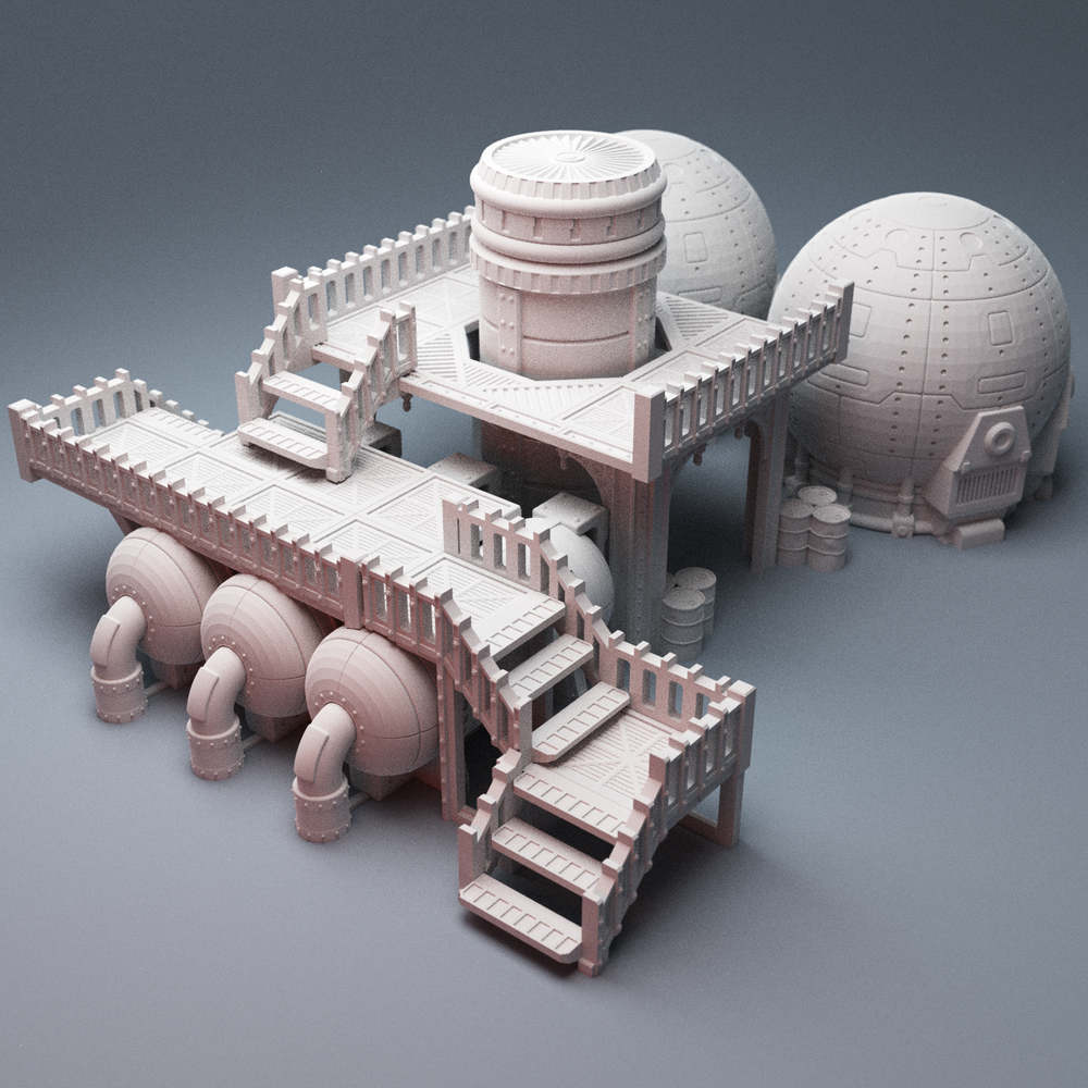 Corvus Games Terrain 3D printable UnderNidus Gas Processing Unit for 28mm scifi tabletop wargamin