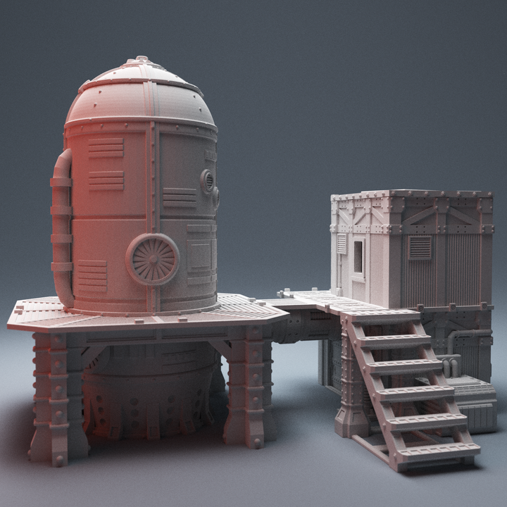 Corvus Games Terrain 3D printable UnderNidus Sump Control Building for 28mm scifi tabletop wargaming