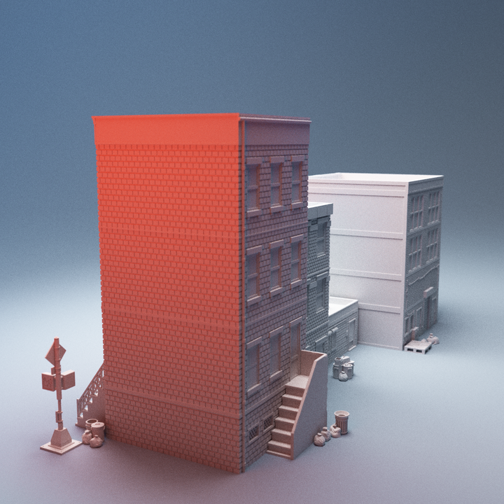 Corvus Games Terrain 3D printable Urban Phase 7 bundle of terrain for 28mm - 40mm urban tabletop wargaming