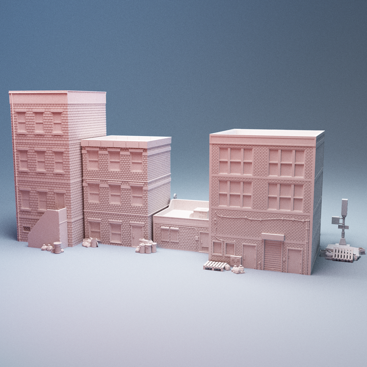 Corvus Games Terrain 3D printable Urban Phase 7 bundle of terrain for 28mm - 40mm urban tabletop wargaming