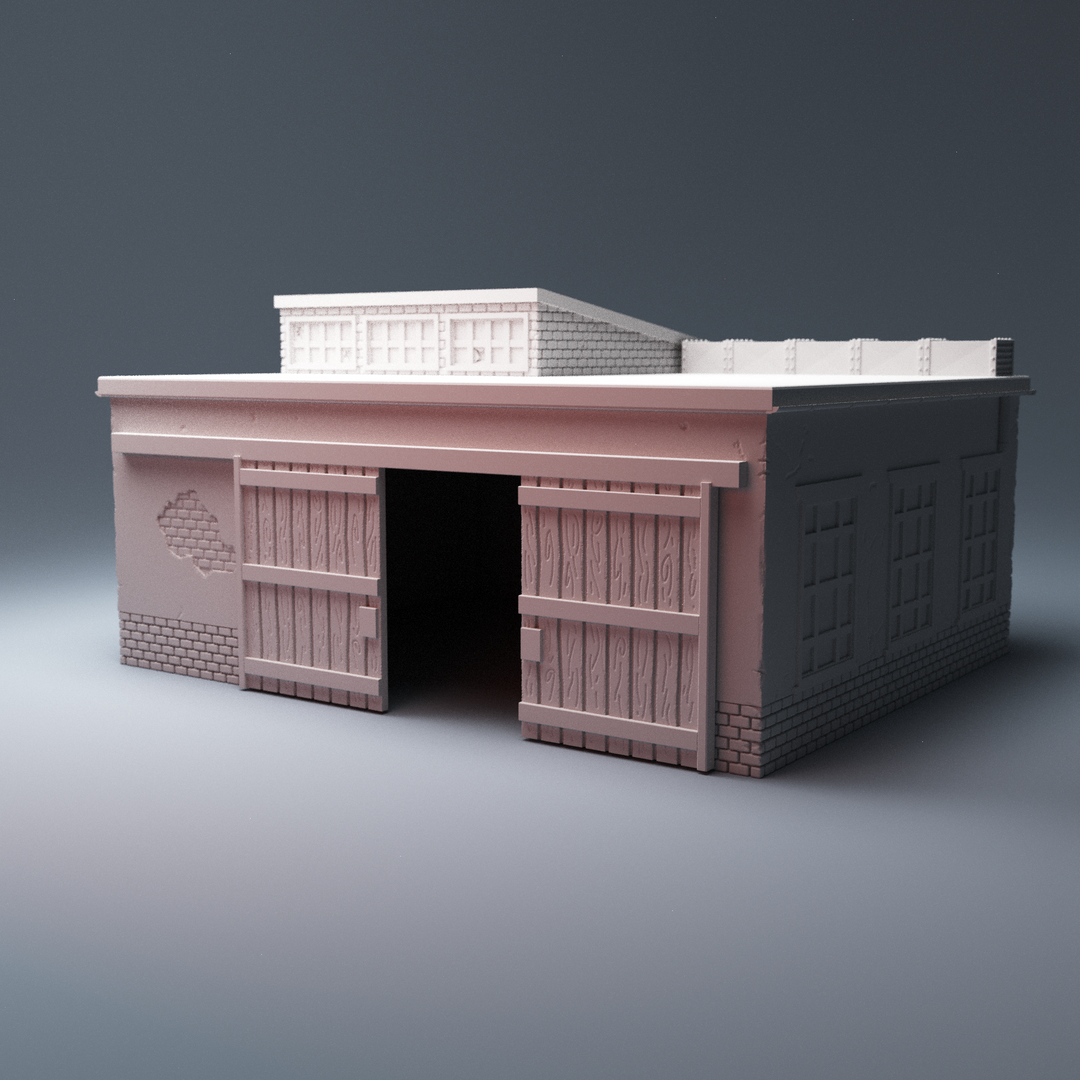 Corvus Games Terrain 3D printable flatroof Warehouse Dockside for Marvel Crisis Protocol, Fallout and The Walking Dead