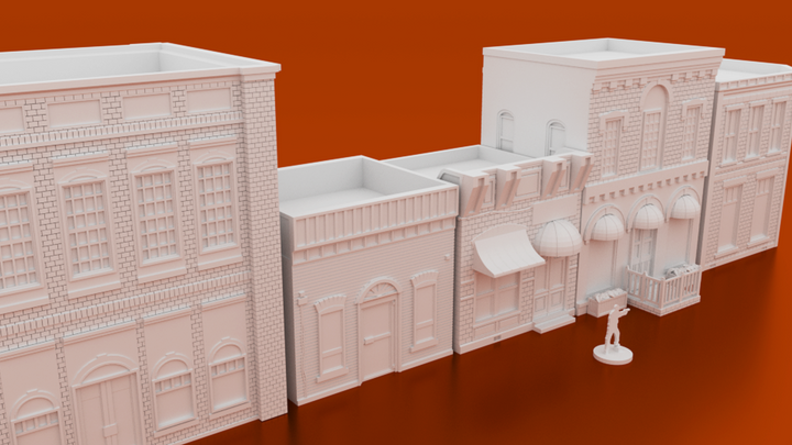 Corvus Games Terrain 3D printable Woodbury small town for 28mm wargames like Fallout, The Walking Dead, Marvel Crisis Protocol
