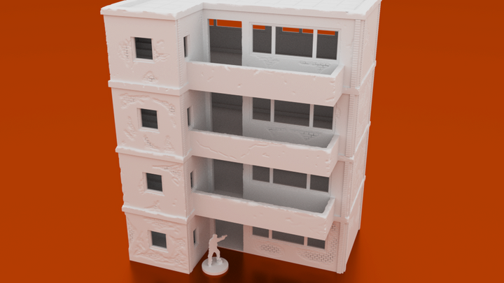 Corvus Games Terrain 3D printable middle eastern apartment block for 28mm urban wargaming Spectre Operations