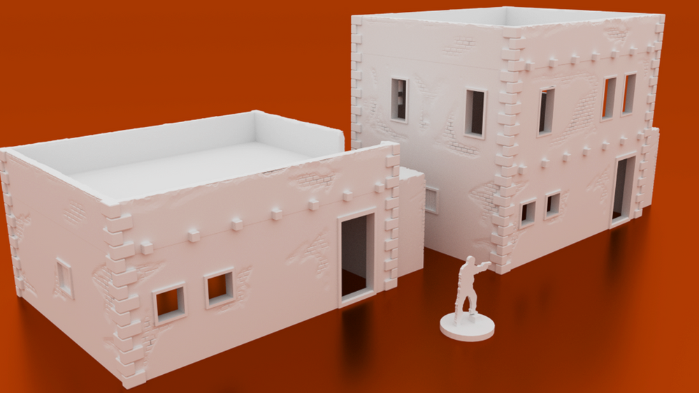 Corvus Games Terrain 3D printable middle eastern urban house for 28mm modern urban wargaming Spectre Operations, The Walking Dead, Fallout