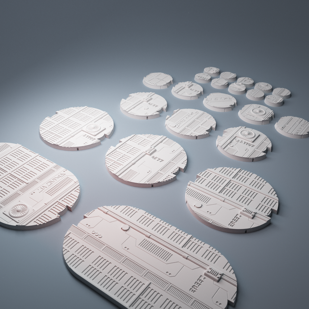 Corvus Games Terrain 3D printable miniatures bases compatible with Star Wars Legion 5 sizes including oval