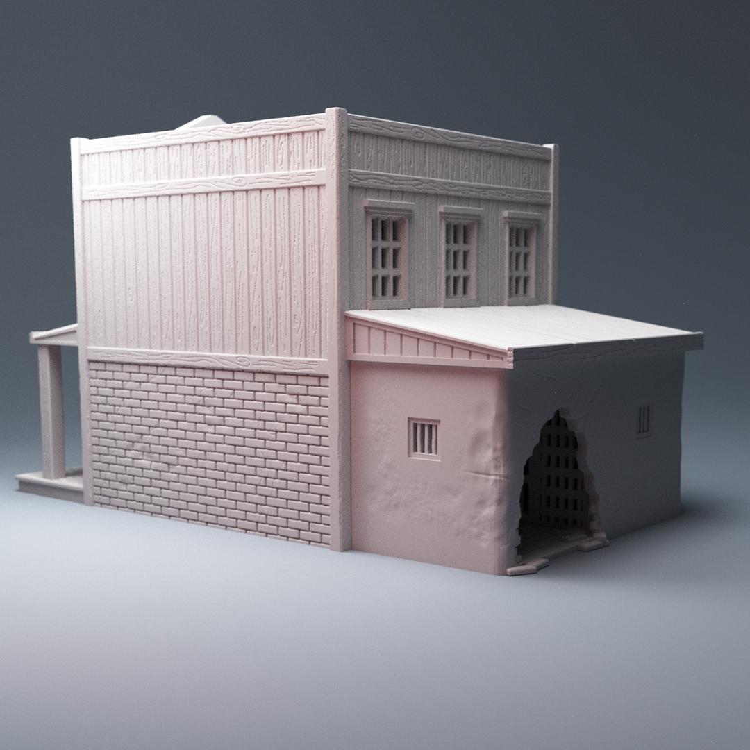 Corvus Games Terrain 3D printable old west 28mm scale Sheriffs Office and break out Jail for Wild West Exodus, Draculas America, WWX, Dead Mans Hand, Malifaux, Gunfighters Ball, Legends of the Old West, Gunslinger
