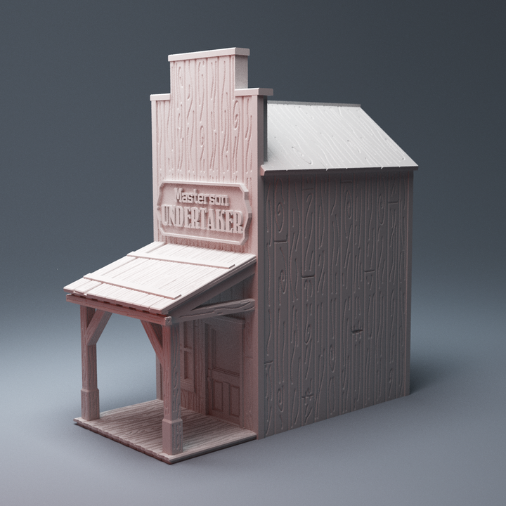 Corvus Games Terrain 3D printable old west 28mm scale Undertakers Shop Wild West Exodus, Draculas America, WWX, Dead Mans Hand, western civil war