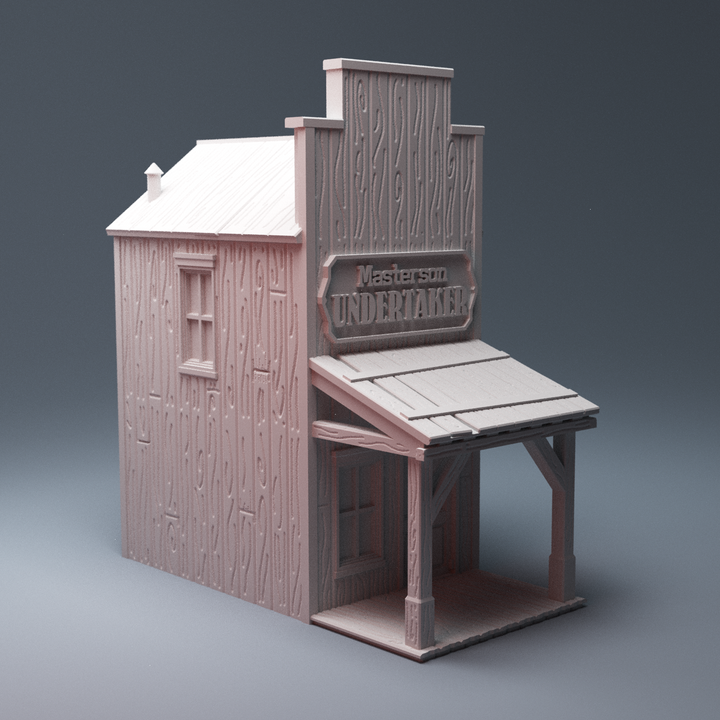 Corvus Games Terrain 3D printable old west 28mm scale Undertakers Shop Wild West Exodus, Draculas America, WWX, Dead Mans Hand, western civil war
